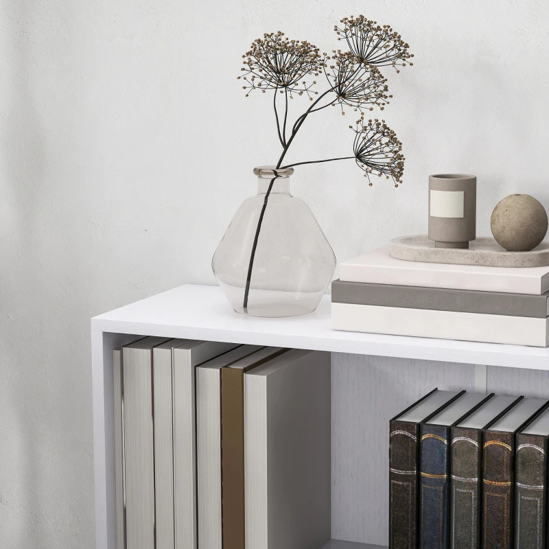 HOMCOM Libreria scaffale portaoggetti con 2 scomparti e scaffale regolabile, 60 x 24 x 63 cm, bianco