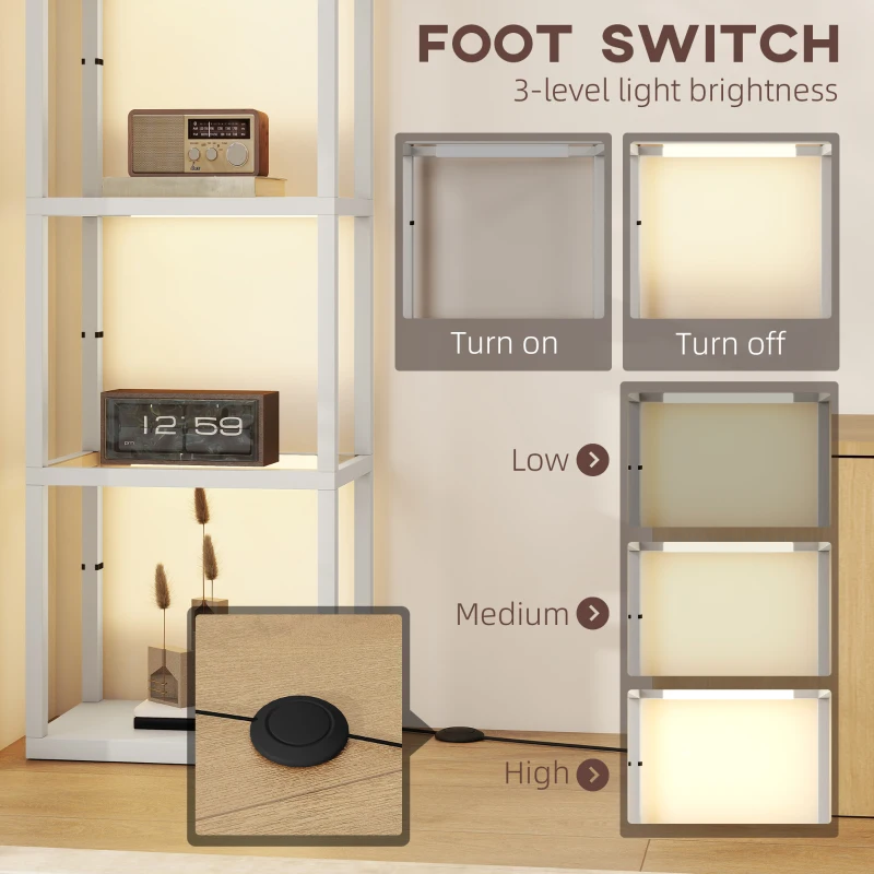 HOMCOM Four-Shelf Floor Lamp - Grey