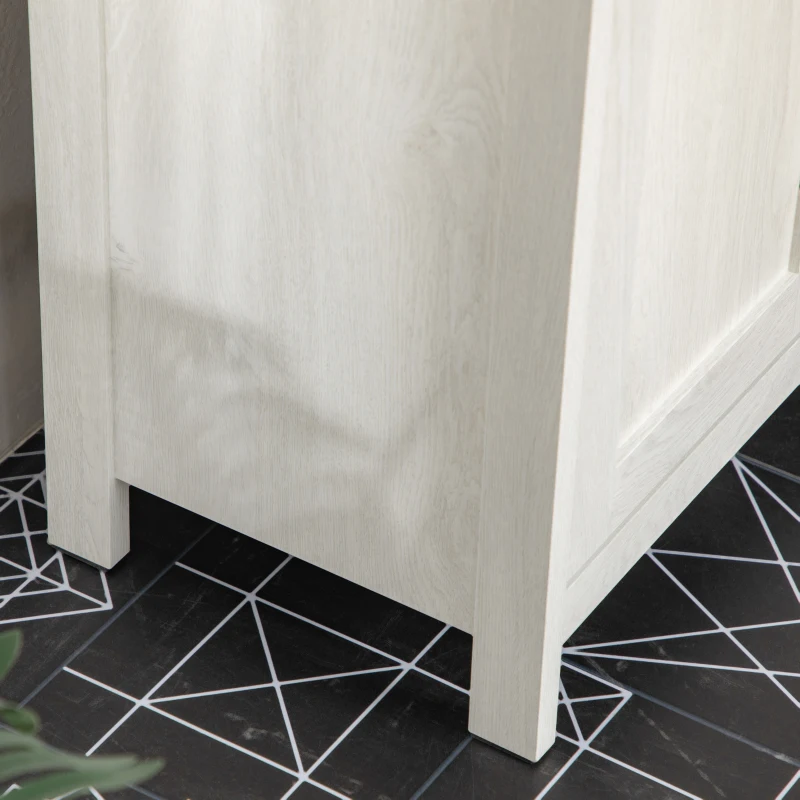 kleankin Meuble sous lavabo meuble de salle de bain 2 portes avec étagère 60 x 30 x 60 cm blanc et aspect bois