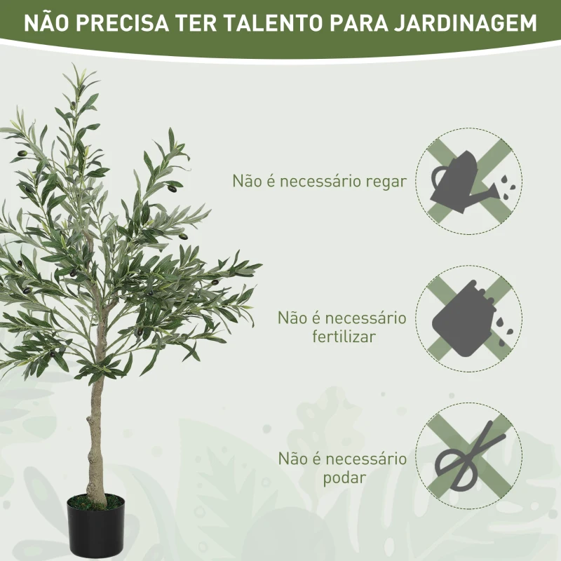 HOMCOM Conjunto de 2 Oliveiras Artificiais 120 cm Plantas Artificiais Decorativa de Interior com 20 Azeitonas  Verde