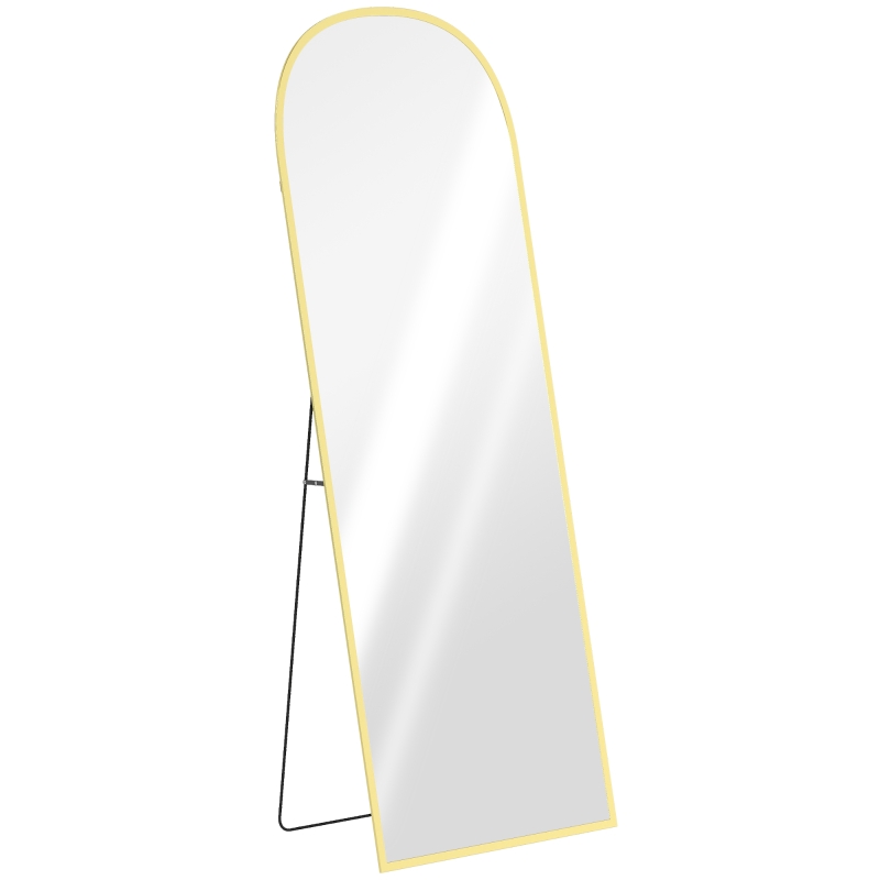 HOMCOM Espejo de Pie Cuerpo Entero de Aleación de Aluminio Espejo de Pared con 2 Formas de Uso Rectangular 60x1,5x165 cm Dorado
