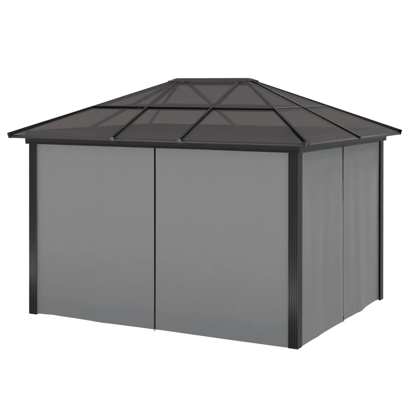 Outsunny 3 x 4m Hardtop Aluminium Gazebo - Black and Grey