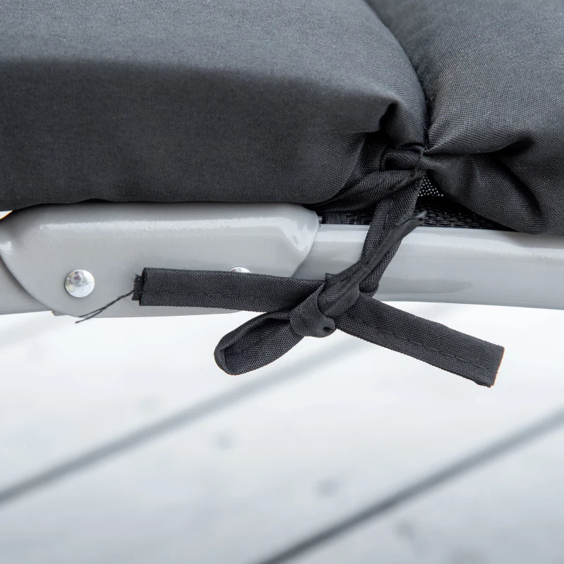 Outsunny Sonnenliege klappbar Strandliege mit Kopfkissen Sitzkissen Liegestuhl mit 7-Fach verstellbare Rückenlehne Gartenliege Relaxliege bis 165 kg belastbar, für Garten Urlaub Outdoor, Schwarz