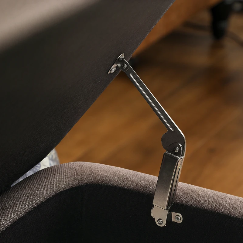 HOMCOM Linen-Look 92 x 31cm Storage Ottoman - Dark Brown