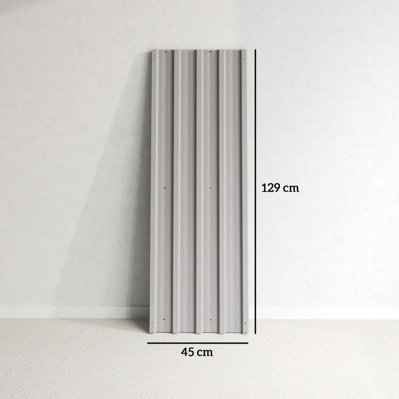 Outsunny 12er-Pack verzinkte Stahlplatten, witterungsbeständig, hellgrau, Maße einer Platte 129L x 45B cm