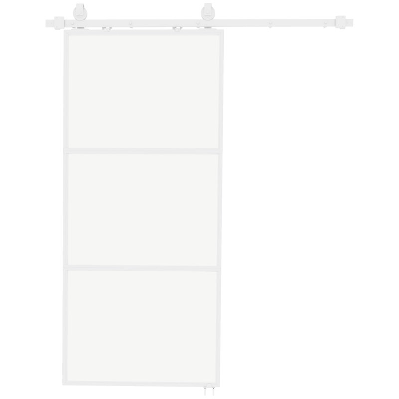HOMCOM Porta de Correr de Vidro com Mecanismo de Fecho Suave para Casa de Banho Sala de Estar Cozinha 91,4x203,2 cm Branco