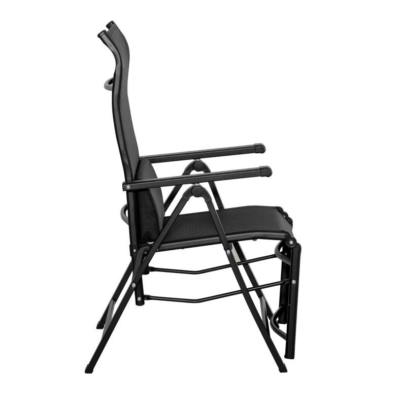 Outsunny Sonnenliege klappbar Gartenliege mit Kissen Schwerelosigkeit Liegestuhl mit 9-Fach verstellbare Rückenlehne Gartenstuhl bis 150 kg belastbar, für Garten Urlaub Outdoor Strand Pool, Schwarz