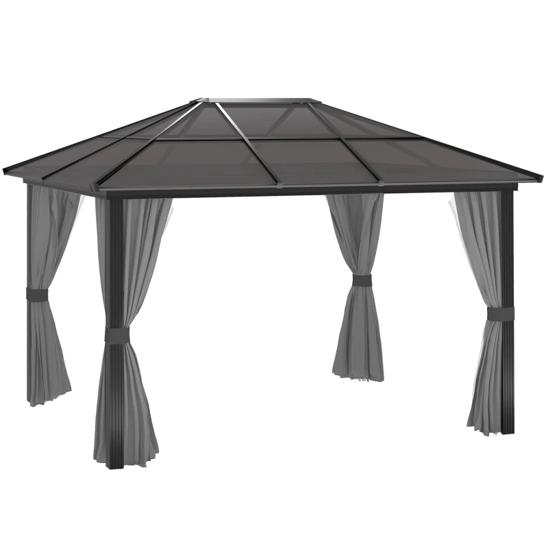 Outsunny 3 x 4m Hardtop Aluminium Gazebo - Black and Grey