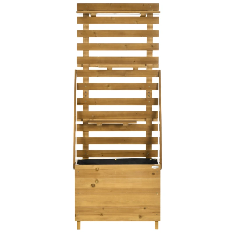 Outsunny Hochbeet mit 3 Schubladen, inkl. Rankhilfe, wetterbeständig, Massivholz, 63 cm x 39 cm x 160 cm, Natur