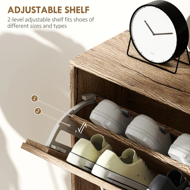 HOMCOM 12-Shoe Flip Drawer Storage Cabinet - Brown Wood-Effect