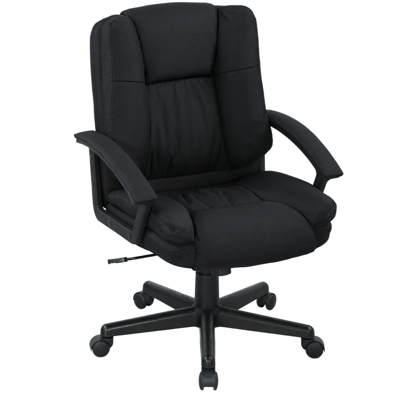 HOMCOM Linen-Look Padded Office Chair - Black(m-10)