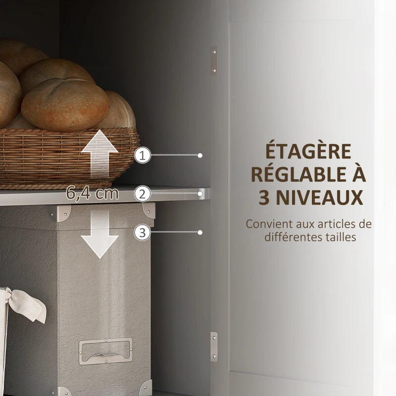HOMCOM Buffet cuisine, meuble cuisine rangement 2 placards, tiroir, étagères de porte et étagère réglable, 105x40x83cm, gris(m-5)