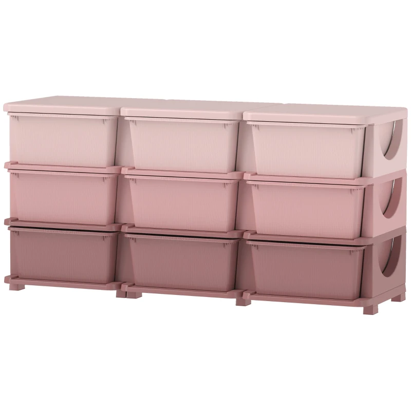HOMCOM Kids Storage Unit, with Nine Drawers - Pink