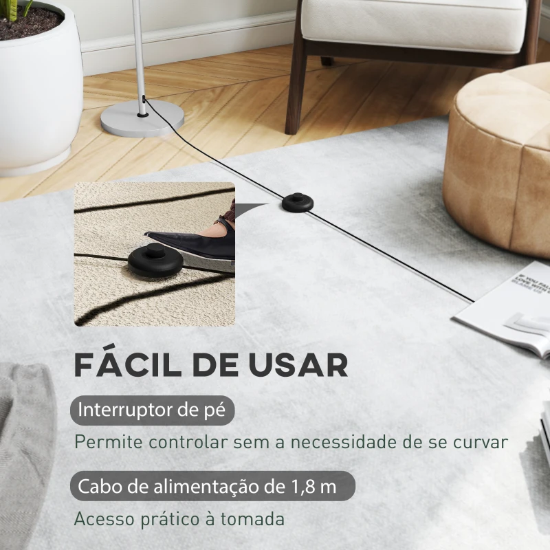 HOMCOM Candeeiro de Pé Moderno com Ecrã em Forma de Taça Refletora de Luz Interruptor de Pé Suporte E27 sem Lâmpada Ø35x155 cm Prata