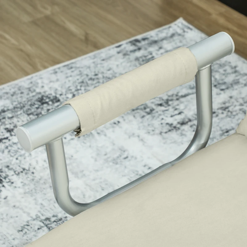 HOMCOM Sofá Cama de 2 Lugares Estofado em Camurça Sintética com Encosto Ajustável em 5 Níveis e 2 Almofadas 111x80x78 cm Bege