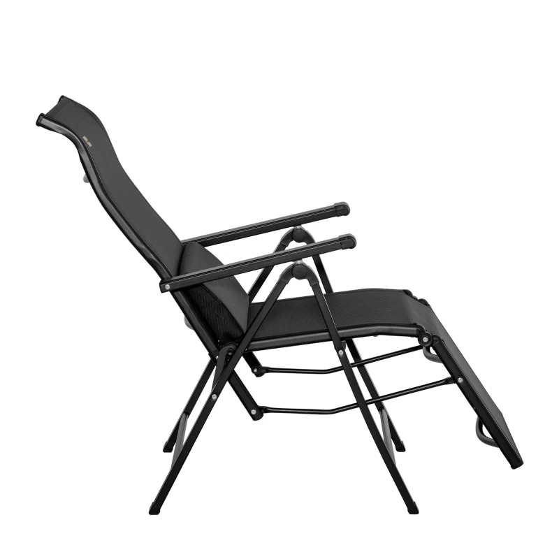 Outsunny Sonnenliege klappbar Gartenliege mit Kissen Schwerelosigkeit Liegestuhl mit 9-Fach verstellbare Rückenlehne Gartenstuhl bis 150 kg belastbar, für Garten Urlaub Outdoor Strand Pool, Schwarz