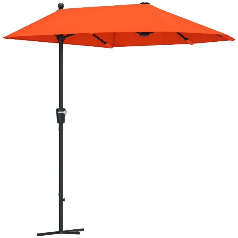 Outsunny 2m Half Parasol Umbrella - Orange