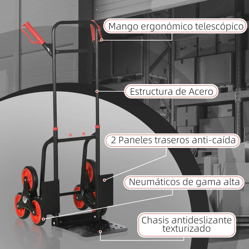 DURHAND Carretilla Plegable para Escalera con Ruedas Carga 120kg Carretilla de Mano Portátil para Entrega Almacenes Mercado Viajar Mudarse