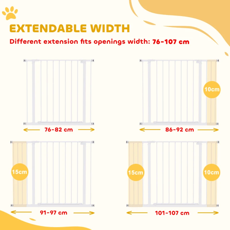 PawHut® Barierka Zabezpieczająca Ochronna dla Zwierząt Psów Metal Biała 72-107x76 cm