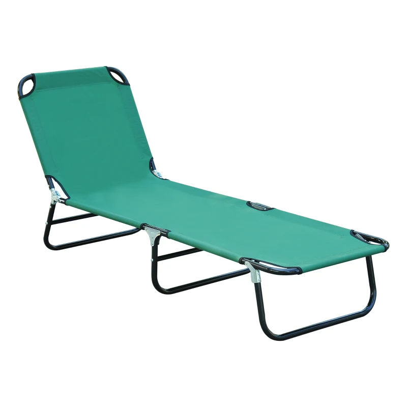 Outsunny Bain de soleil chaise longue pliante inclinable en tissu Oxford pour plage camping piscine 188 x 56 x 28 cm vert foncé