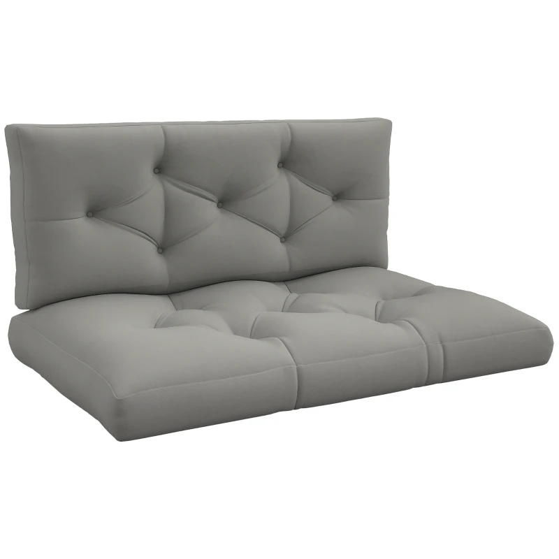 Outsunny Seat and Back Padded Pallet Cushion Set - Light Grey