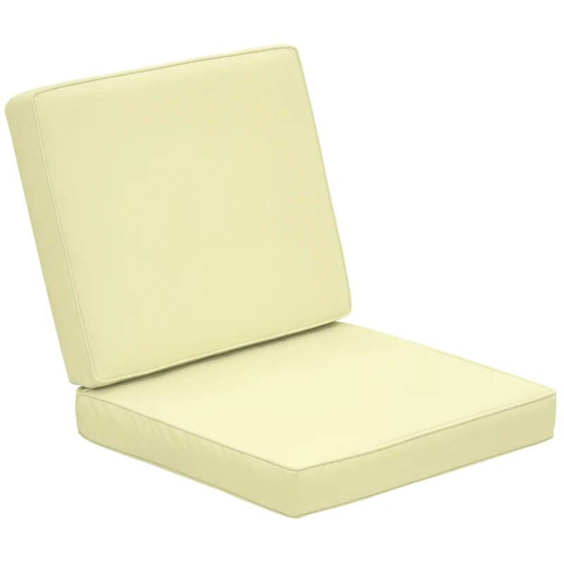 Outsunny Set of 2 Garden Seat and Back Cushion Set, Replacement Cushions for Outdoor Furniture with Seat Cushion and Back Cushion, Cream White