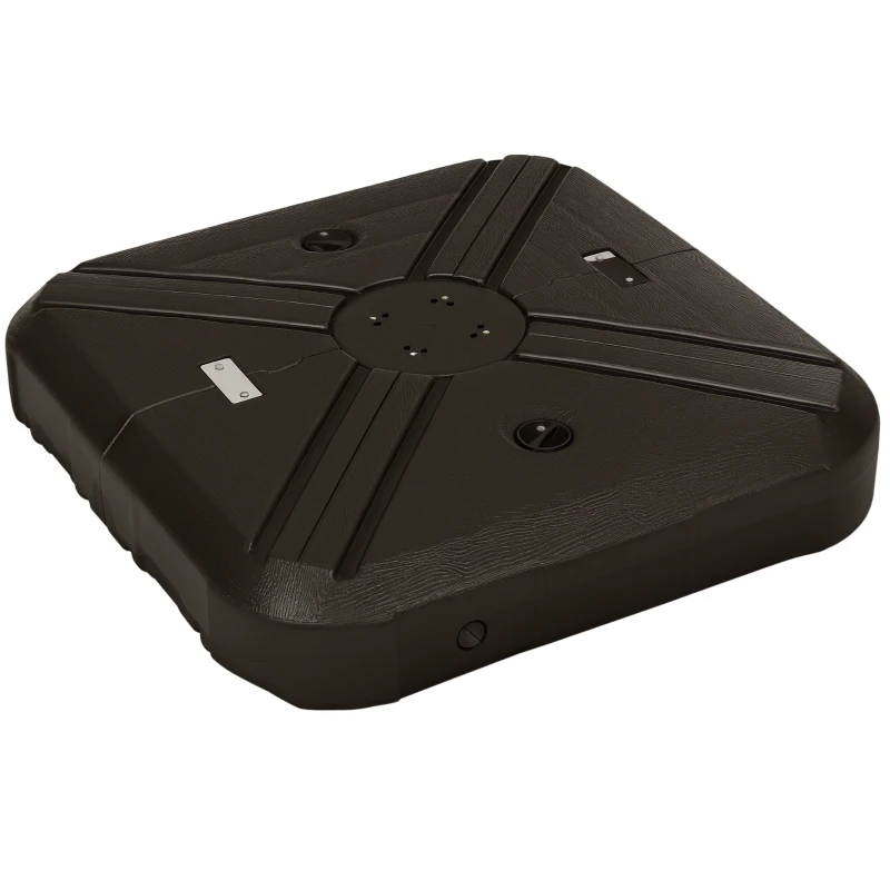 Outsunny Fillable Cantilever Parasol Base Weights with Steel Cross Base, Garden Umbrella Stand Weight with Wheels, 195kg Sand or 170kg Water Filled, Coffee