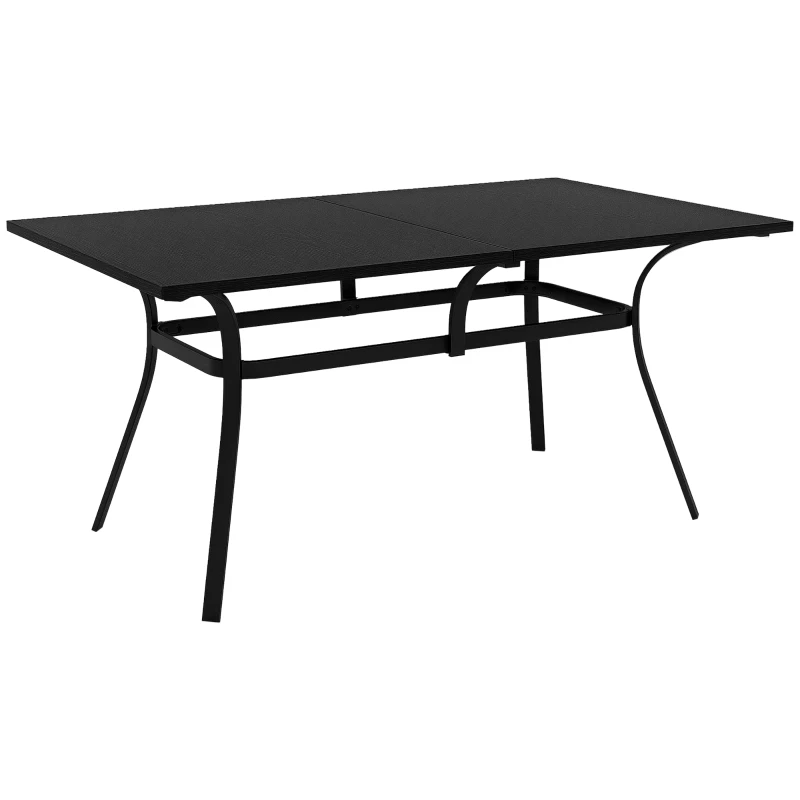 Outsunny Table de jardin table de terrasse rectangulaire pour 6 personnes avec pieds en acier pour jardin, pelouse, balcon, noir