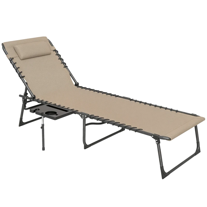 Outsunny Five-Position Reclining Sun Lounger - Beige