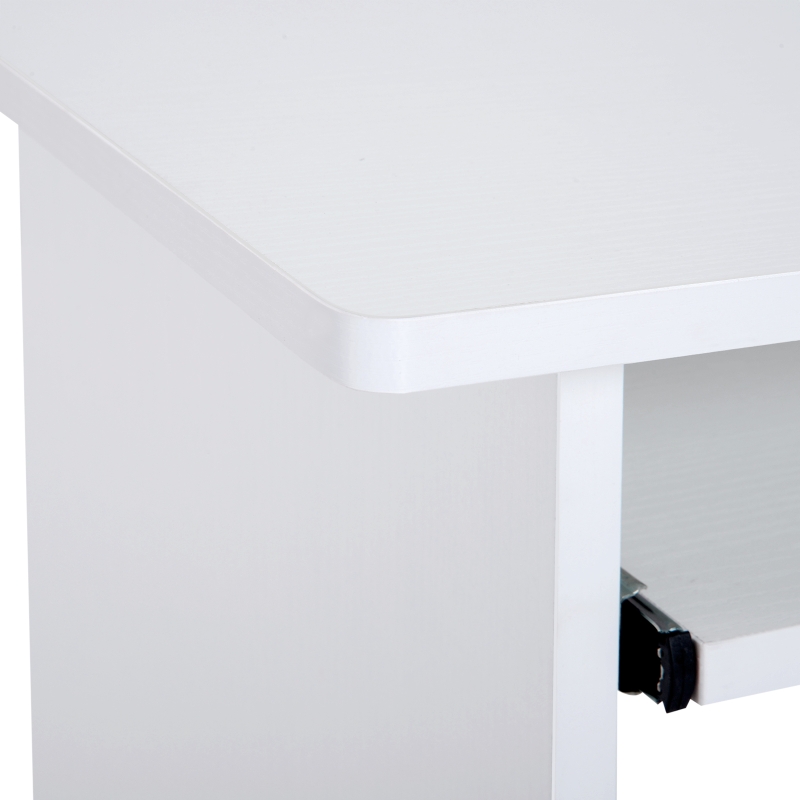 HOMCOM Escritorio para computadora escritorio con almacenamiento bandeja para teclado y soporte de monitor 80x45x75 cm Blanco