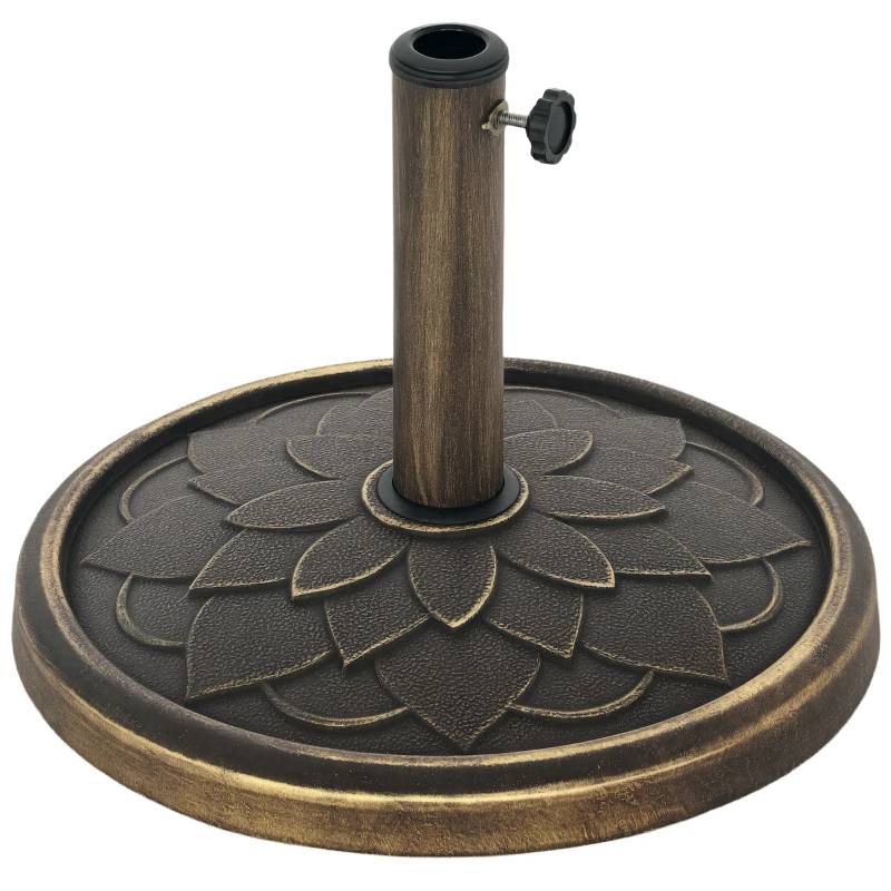 Outsunny Bază Rotundă pentru Umbrelă, Potrivit pentru Stâlpi de 32, 38, 48 mm, Φ46x34 cm, Bronz