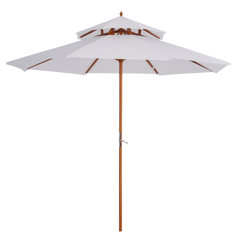 Outsunny 2.7m Elegant Wooden Frame Parasol Umbrella - White