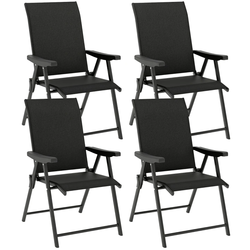 Outsunny Set of Four Folding Outdoor Chairs - Black