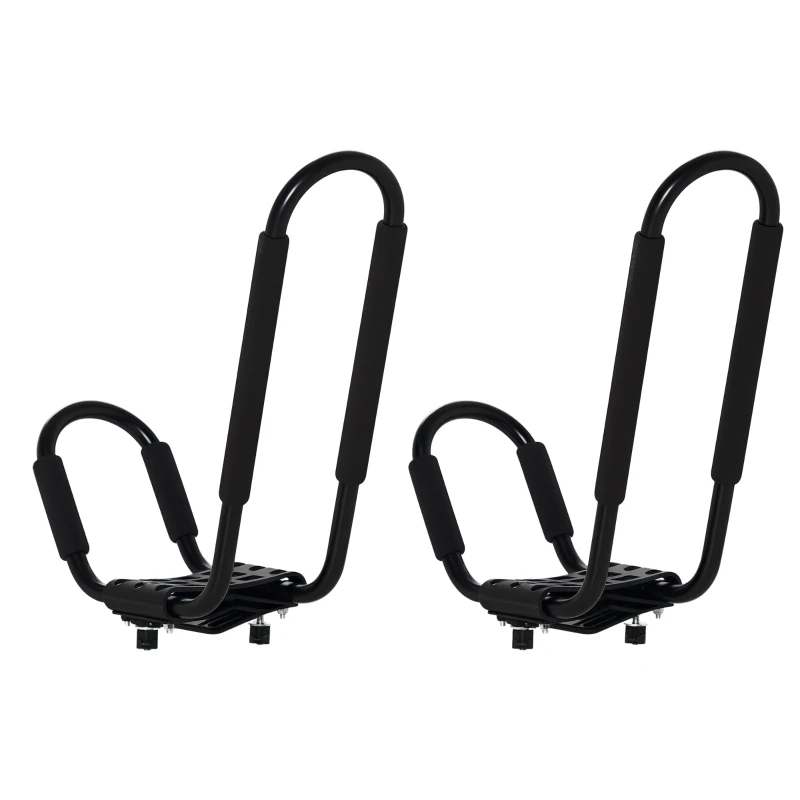 HOMCOM Kayak Roof Rack, 2 Pieces J Bars with Straps on SUV, Boat Surf Float Mat Canoe Carrier, for Car SUV Truck Crossbar