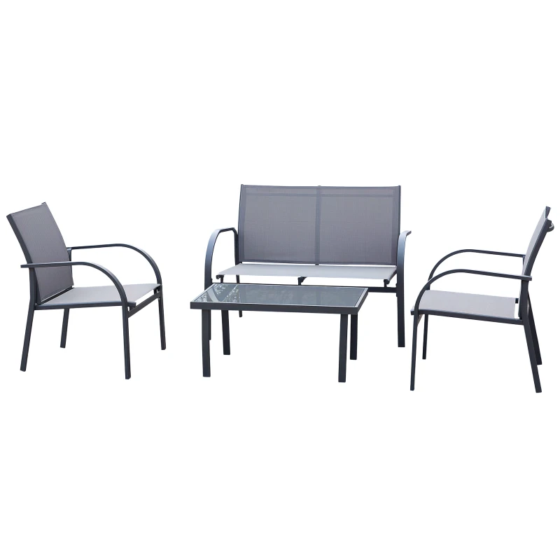 Outsunny Four-Piece Minimal Garden Patio Set - Grey