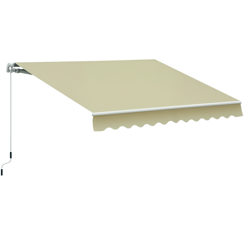 Outsunny Toldo Manual Retráctil 295x250cm Ángulo Ajustable con Manivela para Exterior Balcón Jardín Terraza Crema