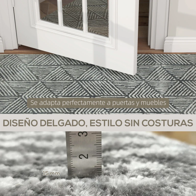 HOMCOM Alfombra Salón 170x120 cm Lavable en Lavadora Pelo Corto Estilo Moderno Tapete para Sala de Estar Dormitorio Gris Oscuro