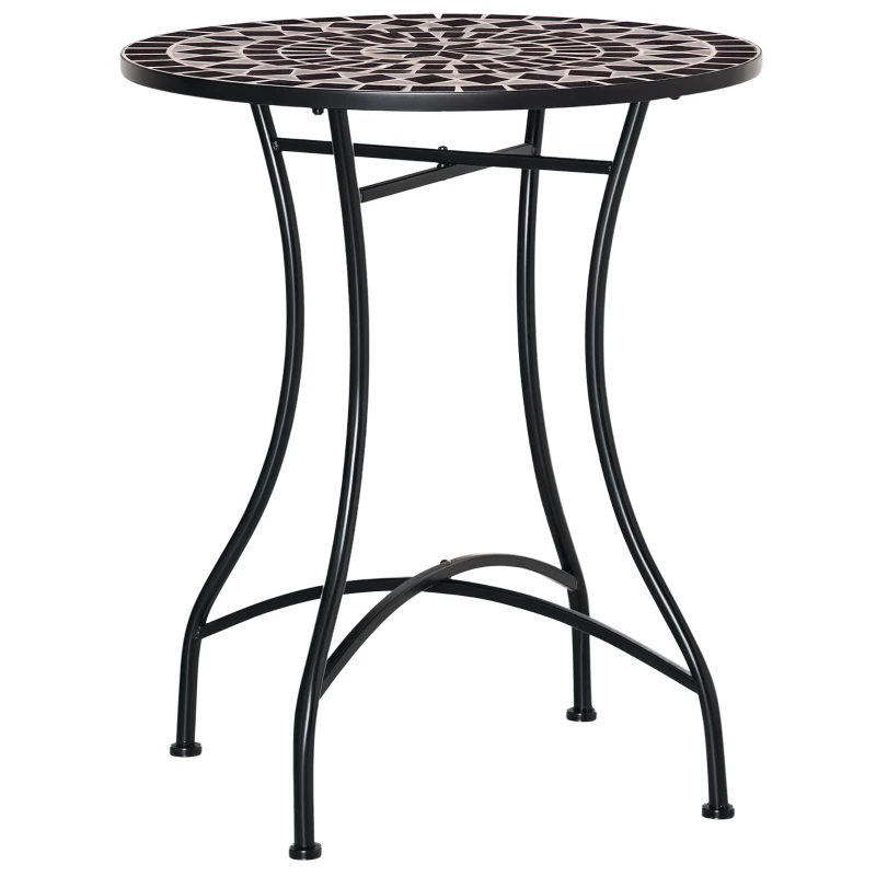Outsunny Φ60cm Mosaic Outdoor Patio Table - Black