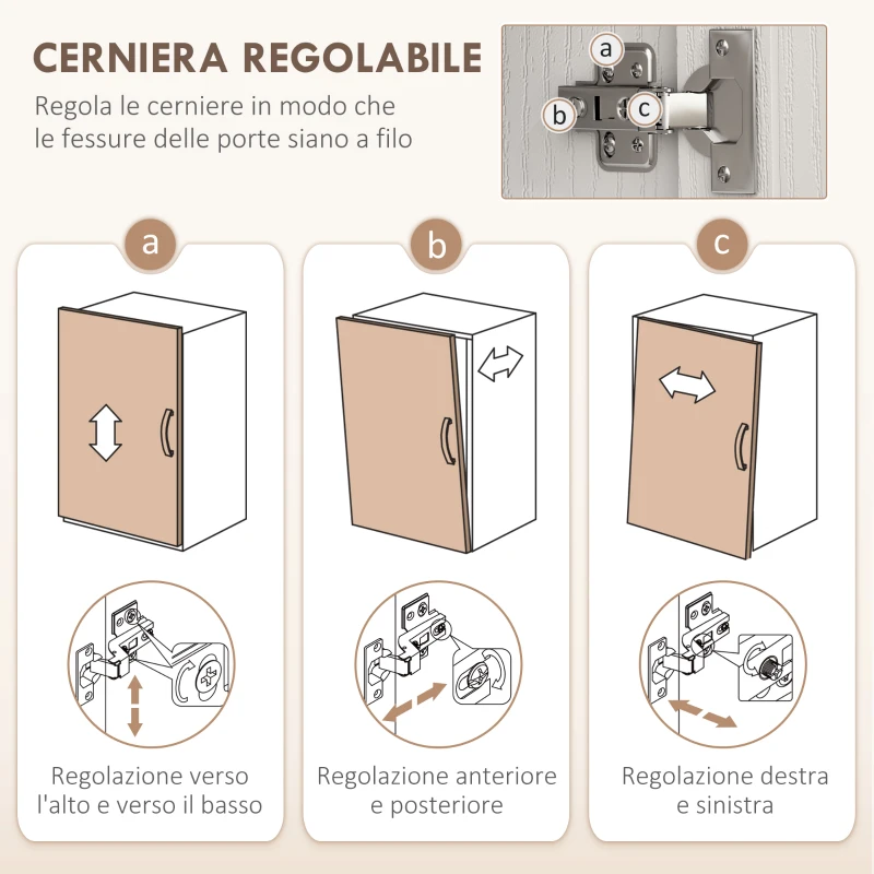 HOMCOM Dispensa Cucina con 3 Ripiani Aperti, 3 Cassetti e 2 Armadietti, in Legno, 101x39x180.5 cm, Bianco e color Legno