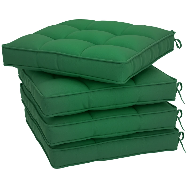 Outsunny Set of 4 42 x 42cm Outdoor Seat Cushions - Green