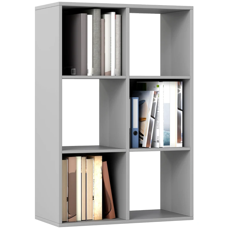 HOMCOM 6-Cube Bookshelf - Light Grey