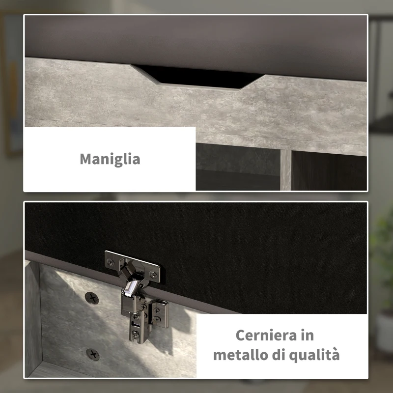 HOMCOM Scarpiera Salvaspazio Imbottita a 3 Ripiani Aperti con Spazio a Scomparsa, in Legno, 80x30x45 cm, Nero e Grigio