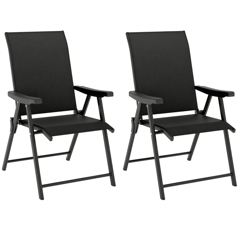 Outsunny Set of Two Folding Outdoor Chairs - Black