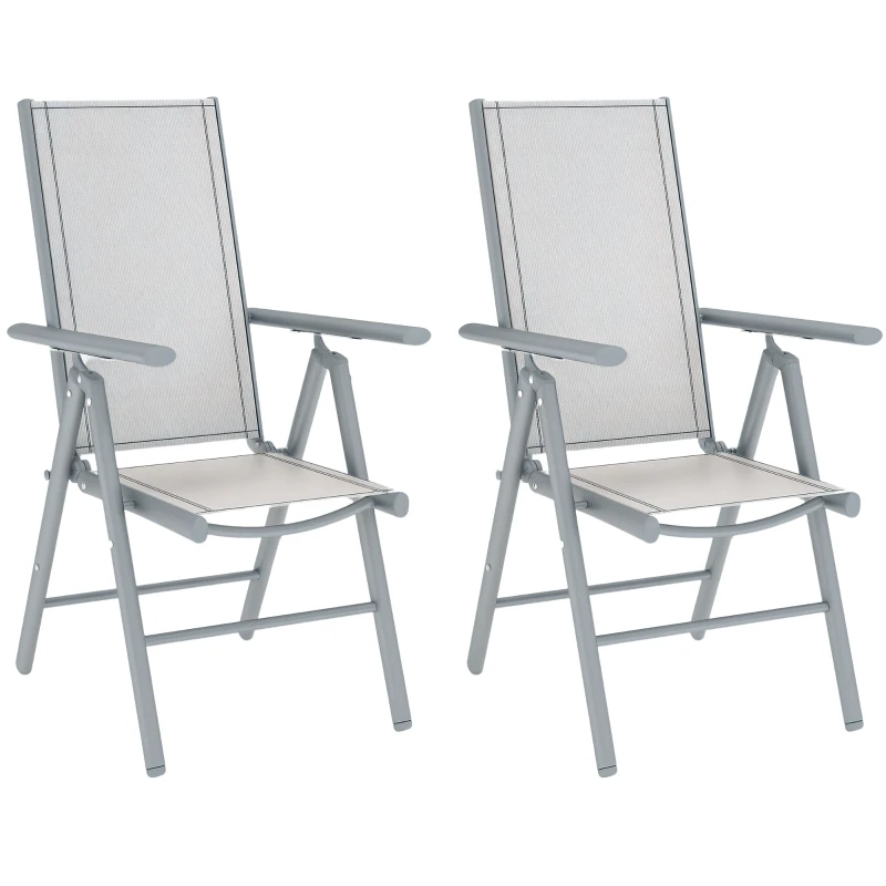 Outsunny Set of Two Aluminium Folding Chairs  - Light Grey