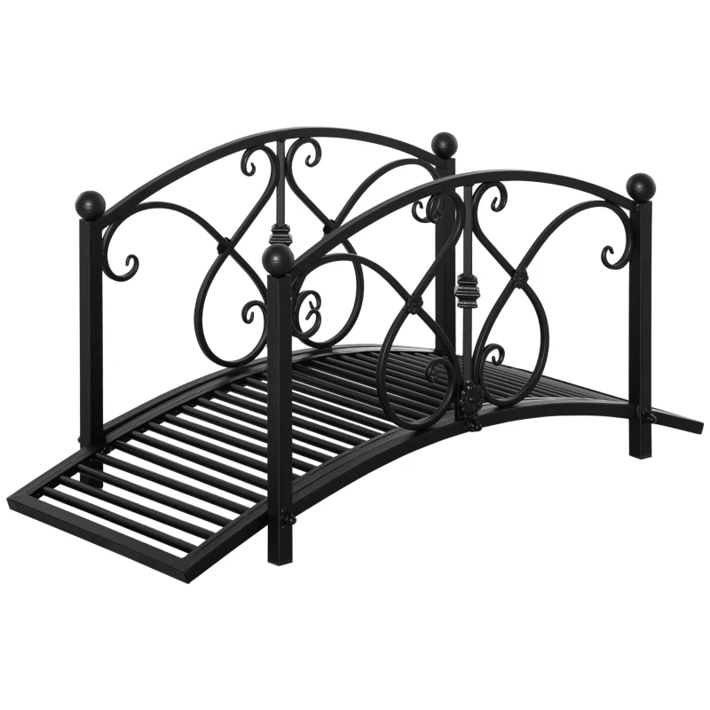 Outsunny Pont de jardin en métal décoration de jardin avec garde-corps latéraux charge maximale 150 kg 102 x 48 x 49 cm noir