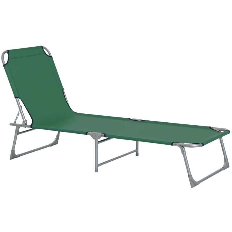 Outsunny Espreguiçadeira Dobrável e Reclinável em 4 Posições com Estrutura Metálica e Tecido Oxford para Exterior 187x58x28 cm Verde