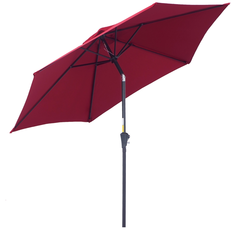 Parasol Droit Inclinable Outsunny Ø2,6m - Toile Polyester 180g/m²