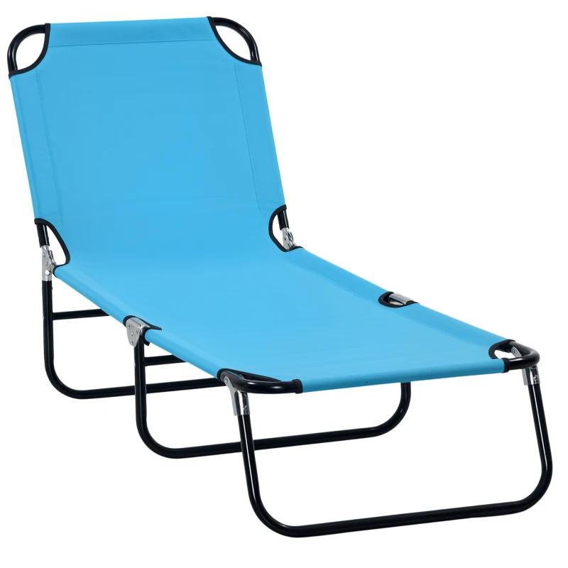 Outsunny Garden Sun Lounger, with Five-Position Back - Light Blue