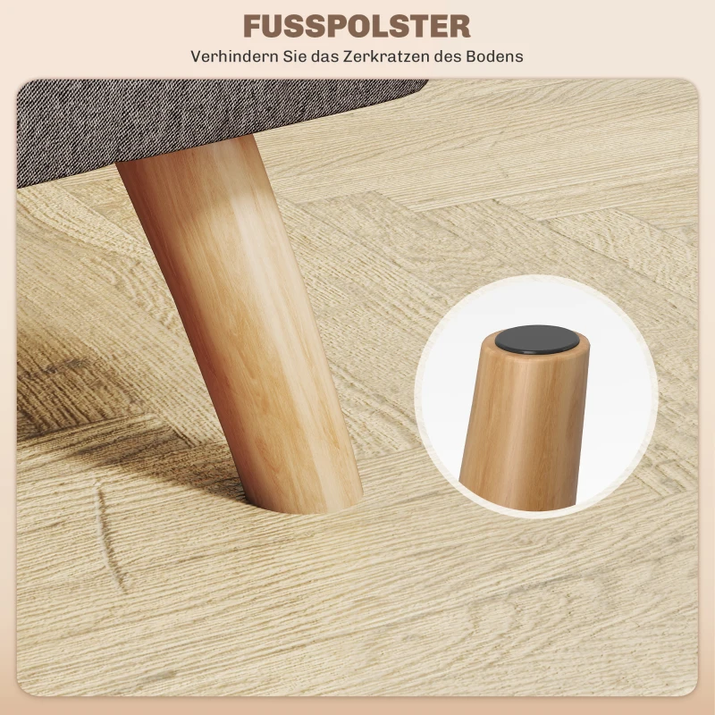 HOMCOM Fußhocker mit Polsterung, Leinenoptik, Holzbeine, bis 110 kg belastbar, Grau(m-6)