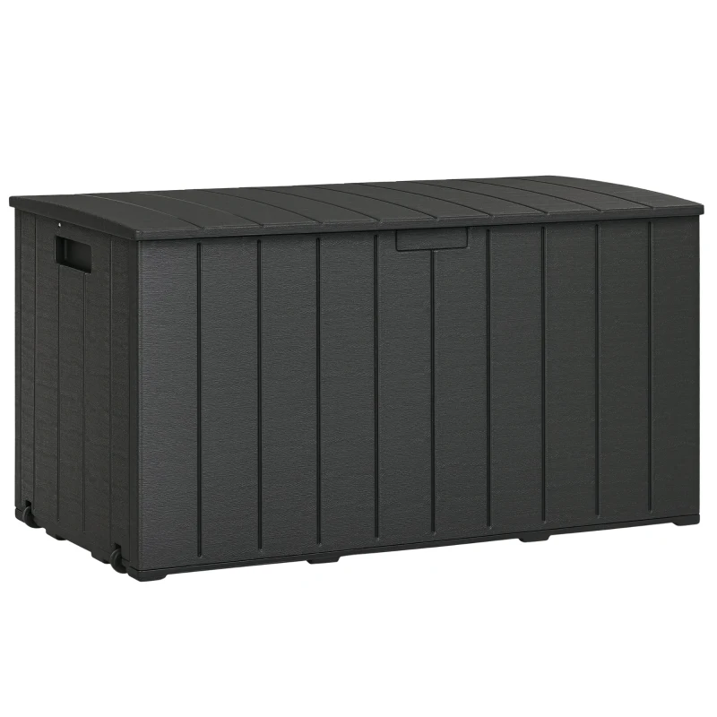 Outsunny Baú de Armazenamento Exterior 366L com Parede Dupla Rodas Alças para Varanda Pátio Carga 100 kg 122,4x62x64,5 cm Preto